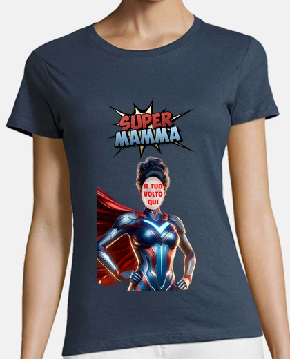 T-shirt super mamma volto personalizzabile
