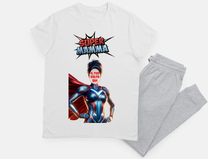 Pigiama super mamma volto personalizzabile