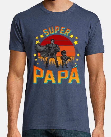 Tee-shirt super papa père et fils cadeau fête des pères super héro