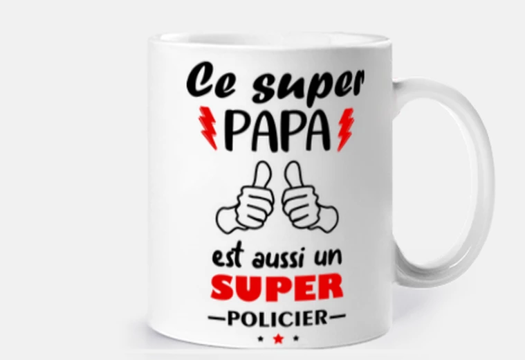 Mug Super papa policier,idée cadeau
