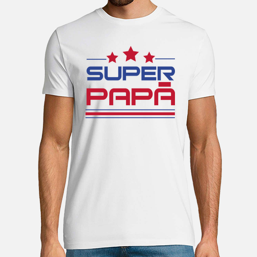 super papa - hombre, manga corta, blanco, calidad extra