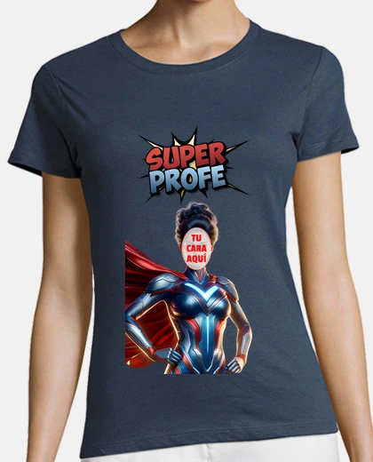 Camiseta superprofe con cara personalizable - regalos profesores