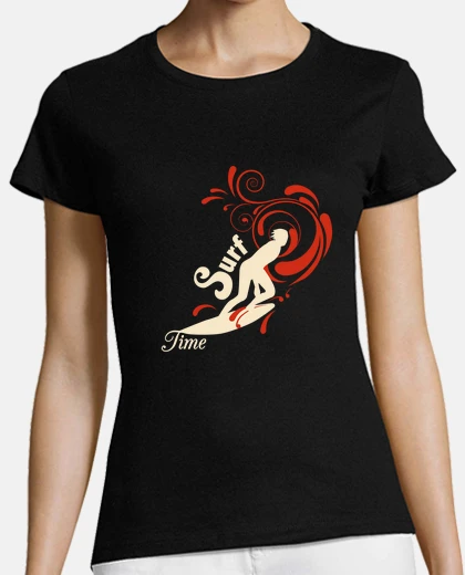 Playera Surf beige vague rouge 