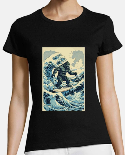 Tee-shirt Surf Bigfoot Hokusai Art Japonais