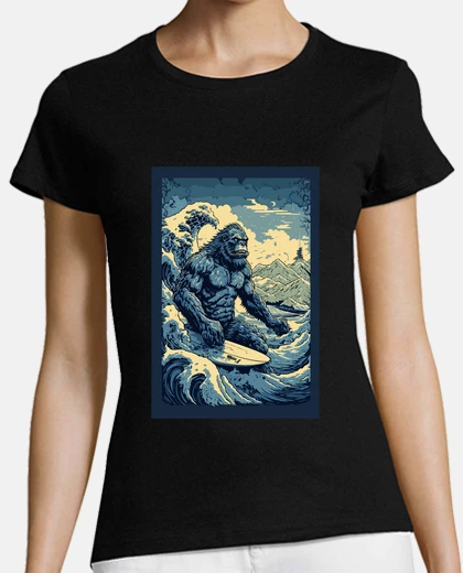 Tee-shirt Surf Bigfoot Hokusai Art Japonais