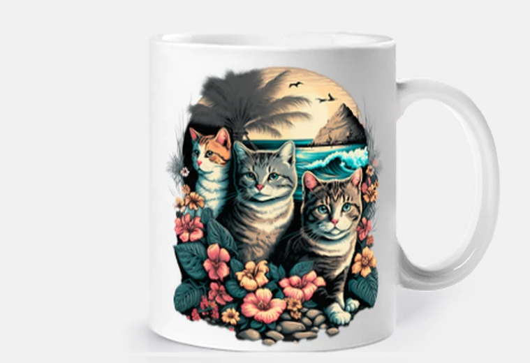 Tazza surf gatti spiagge delle hawaii fiori ibisco palme