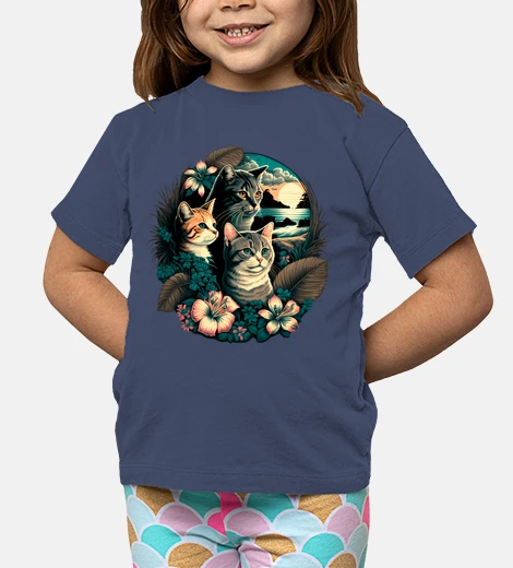 Abbigliamento surf gatti spiagge delle hawaii fiori ibisco palme