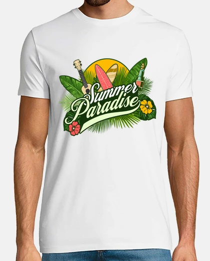 T-shirt surf sole vacanza paradiso hukulele