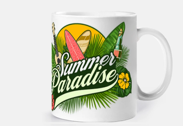 Tazza surf sun holiday paradise hukulele da personalizzare
