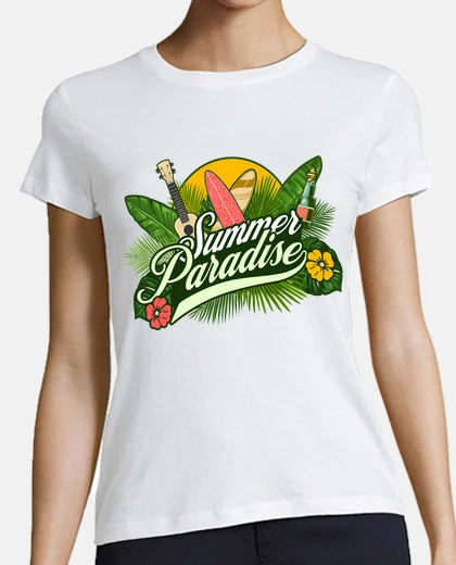 Playera surf sun vacation heaven hukulele