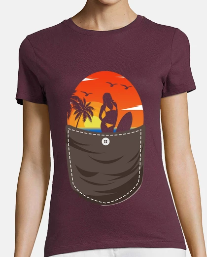 Playera surf sunset women39s pocket