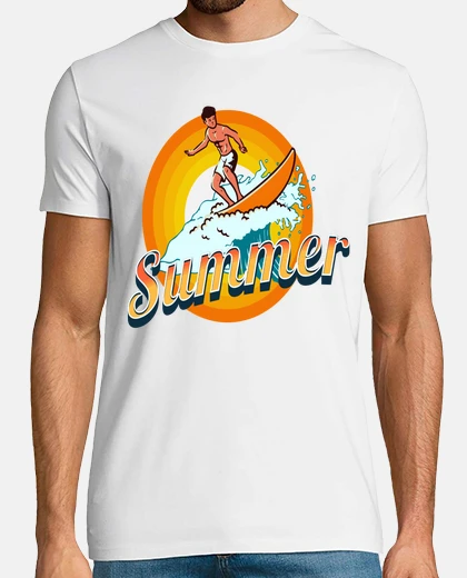 Tee-shirt surfeur sur la vague dessin animé été supporter maillot 