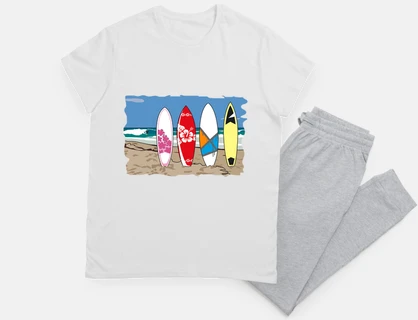 Surfista mujer. Colores fuertes