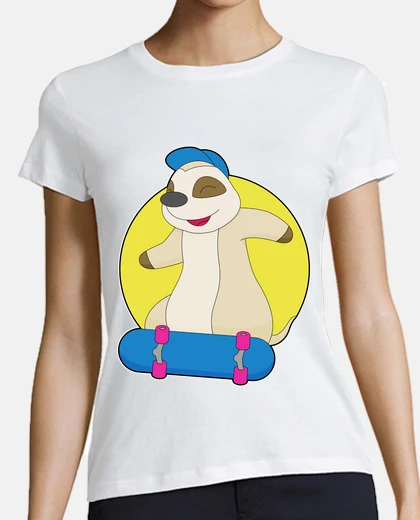 T-shirt suricato pattinatore skateboard
