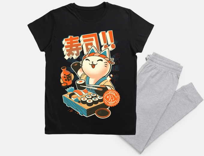 Pyjama sushi chef - cute kitchen kitty - japan