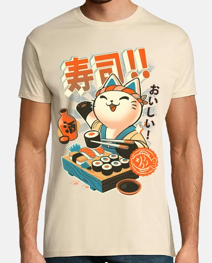 Playera Sushi Chef - Gatito mono cocina - restaurante japonés