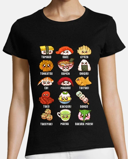 Camiseta Sushi Ramen Japonés Kawaii Anime Manga Comida Japón
