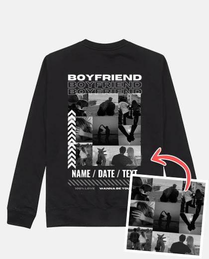 sweat boyfriend unisexe photo personnalisable