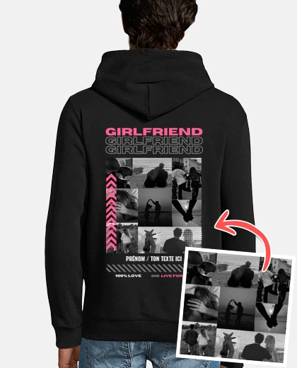 sweat girlfriend photo personnalise cadeau saint valentin homme personnalisé