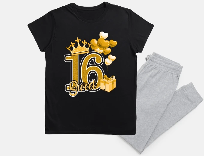 Pyjama Sweet 16 Sixteen Birthday Golden