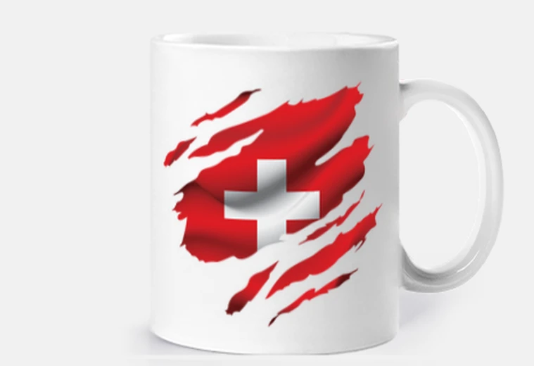 Cup switzerland swiss flag cup breakfast coffee tea infusion
