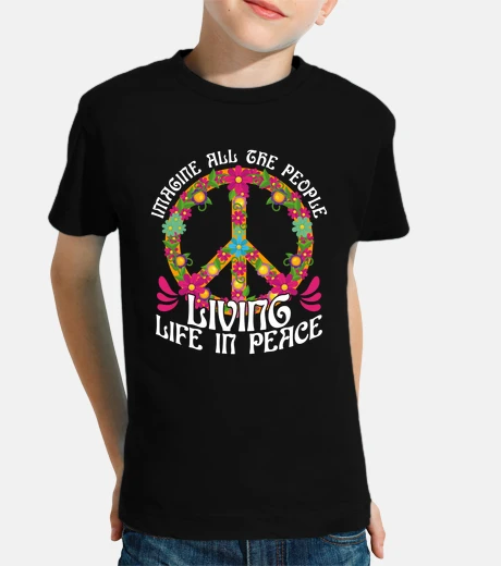 Vêtements symbole paix amour imagine chanson beatles hippie floral en anglais