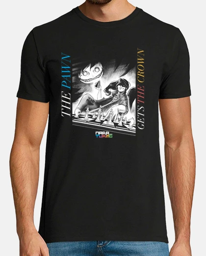 T-shirt t- t-shirt manica nera uomo il pedone ottiene la crown