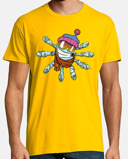T-shirt t- t-shirt sciatore sulla snow