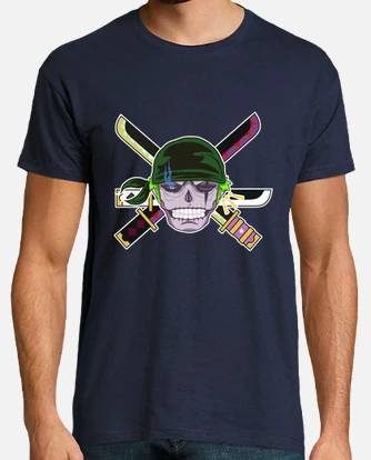 T shirt t scura da uomo con teschio di zoro tostadora