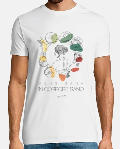 T-shirt t- t-shirt uomo sana in corpore sana bianca