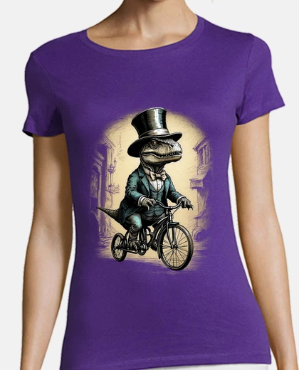 Tee-shirt T-rex dinosaure en vélo belle epoque