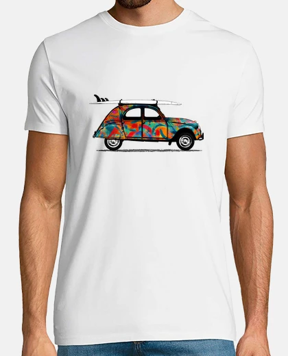 Tee-shirt t shirt 2CV street art cadeau pour les amoureux des deux chevaux