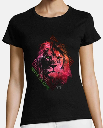 Tee-shirt t-shirt à manches courtes - galaxy lion ruby - deviens la bête