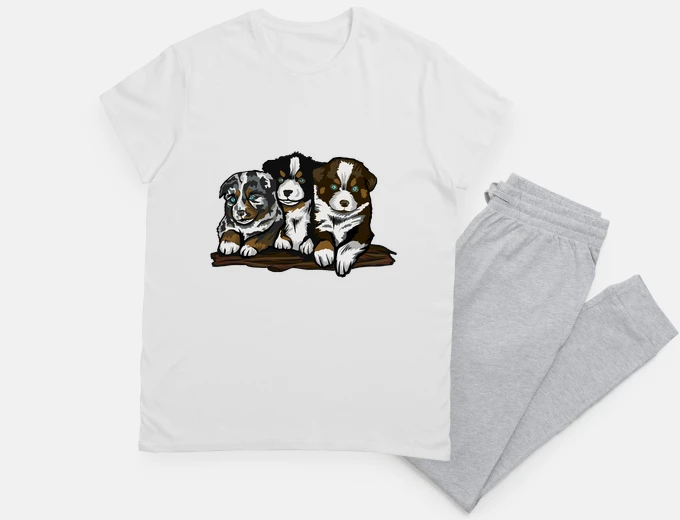 Pyjama t shirt australian shepherd puppies rare artistic achievement.