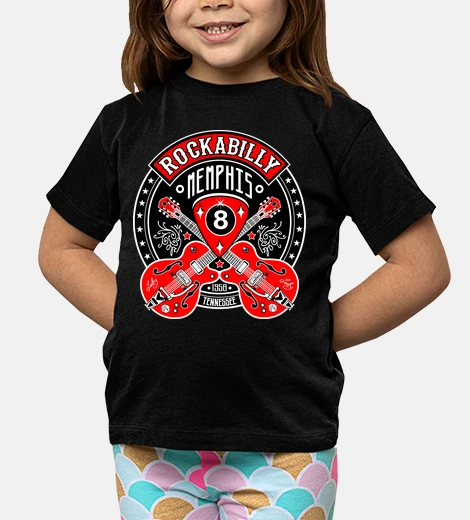 Abbigliamento t-shirt bambini musica stile rockabilly memphis tennessee usa vintage vintage chitarre rock and roll