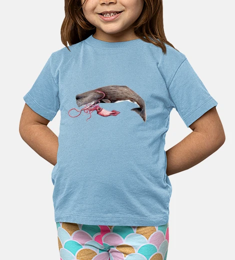 Abbigliamento t-shirt bambino capodoglio ragazza e calamari