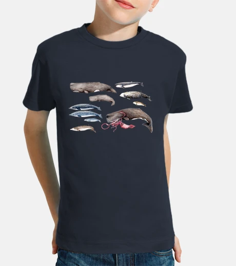 Abbigliamento t-shirt bambino ragazza capodogli e balene dal becco: profondita balene