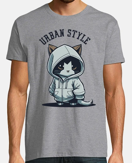 T-shirt t-shirt basic con stampa gatto urbano