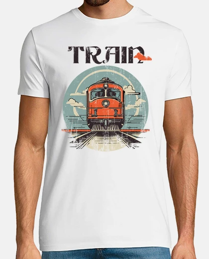 Tee-shirt t-shirt basique à imprimé train vintage