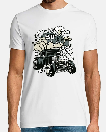 T-shirt t-shirt cartoni animati coccodrillo divertente hotrod