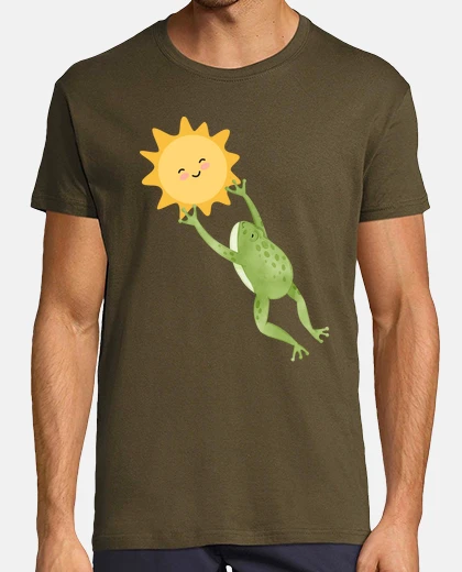 Tee-shirt t-shirt classique, grenouille avec soleil