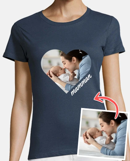 t-shirt coeur maman avec photo personnalisable