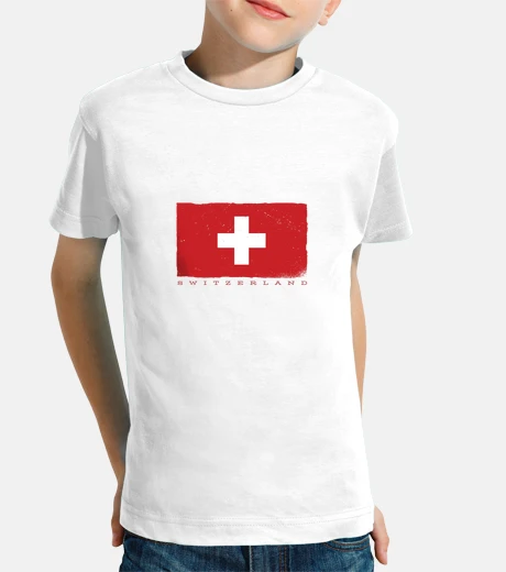 Abbigliamento t-shirt con bandiera bambino del tifoso della squadra e amore nazionale, svizzera vintage gru