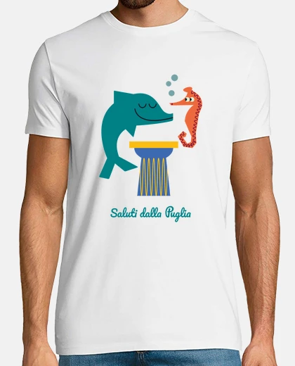 T-shirt T-shirt con delfino