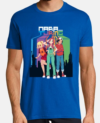 T-shirt t-shirt da uomo bicolore di mara turing. il risveglio delle los hacker
