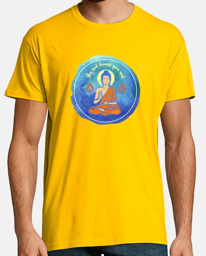T-shirt t-shirt da uomo blu cerchio buddha