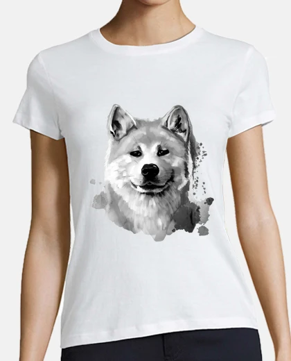T-shirt t-shirt donna akita inu watercolor bnw