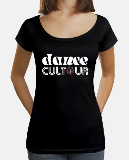 T-shirt T-shirt donna scollo ampio con logo bianco classico danceCULTOUR