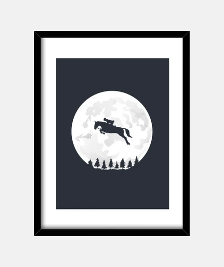 Quadro t-shirt equitazione al chiaro di luna