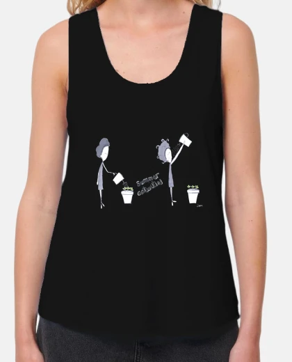 Tee-shirt T-shirt femme bretelles amples et Loose Fit, Noir